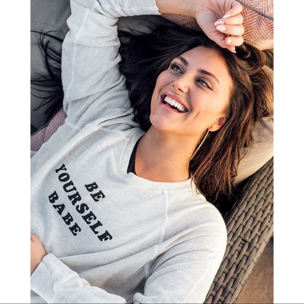 good hYOUman | Gray Be Yourself Babe Sweatshirt